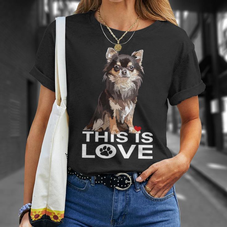 ロングヘア チワワ犬 This Is Love Brown チワワ 恋人 長袖tシャツ Tシャツ 彼女への贈り物