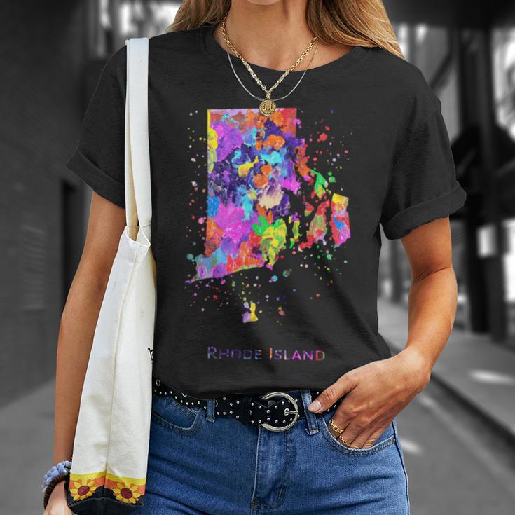 ロードアイランド州の地図 長袖tシャツ Tシャツ 彼女への贈り物