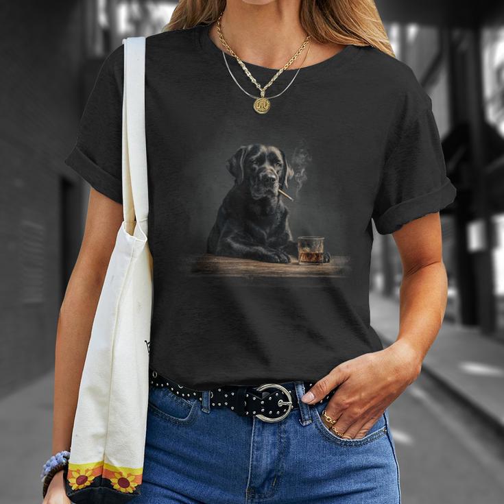 ヴィンテージ 喫煙 ラブラドール ファニー 犬 父の日 Tシャツ 彼女への贈り物