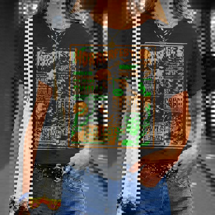 ヴィンテージ・ハロウィーン・クラシック・ホラー映画ポスター ホラーフェスト Tシャツ 彼女への贈り物