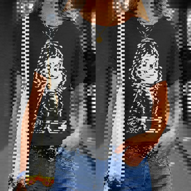 不二子 ペコちゃん風 レトロガール Fujiko 日本 アニメ パロディ Tシャツ 彼女への贈り物