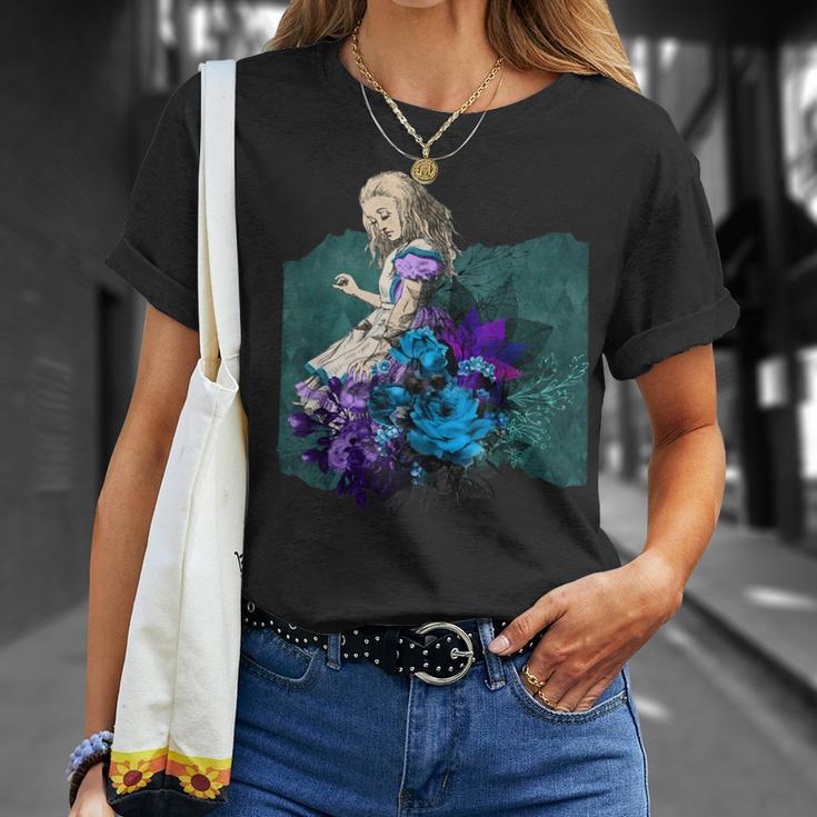 不思議の国のアリス グランジ パープルティール スチームパンク Tシャツ 彼女への贈り物