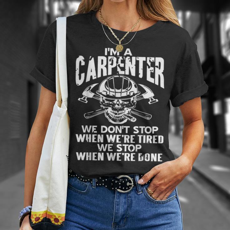 俺たちはやめない 終わるまで 木工魂 スカル職人 Tシャツ 彼女への贈り物