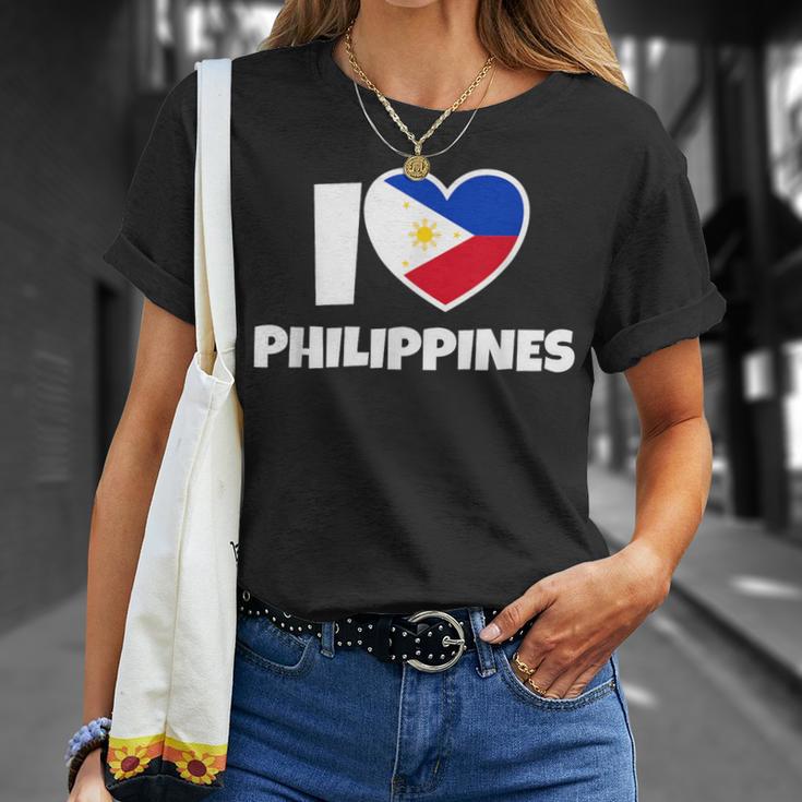 国旗とハートのアイ・ラブ・フィリピン Tシャツ 彼女への贈り物