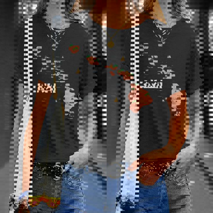 地図 ヴィンテージ お土産 ハワイ諸島 Tシャツ 彼女への贈り物