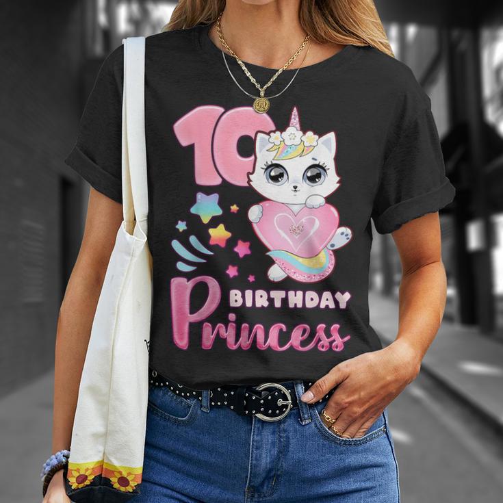 女の子、10歳の誕生日、ユニコーンキャット、ナンバー10 Tシャツ 彼女への贈り物
