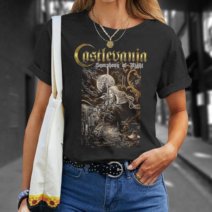 悪魔城ドラキュラ シンフォニーボックス アート ゴシック 月 夜 レトロ ゲーマー 長袖tシャツ Tシャツ 彼女への贈り物