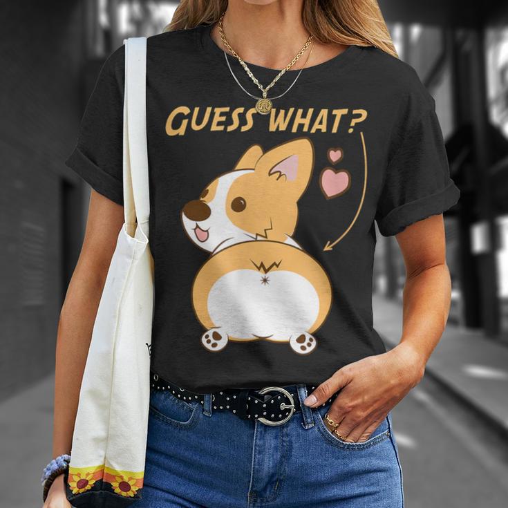 推測？コーギーお尻面白いウェールズコーギー Tシャツ 彼女への贈り物