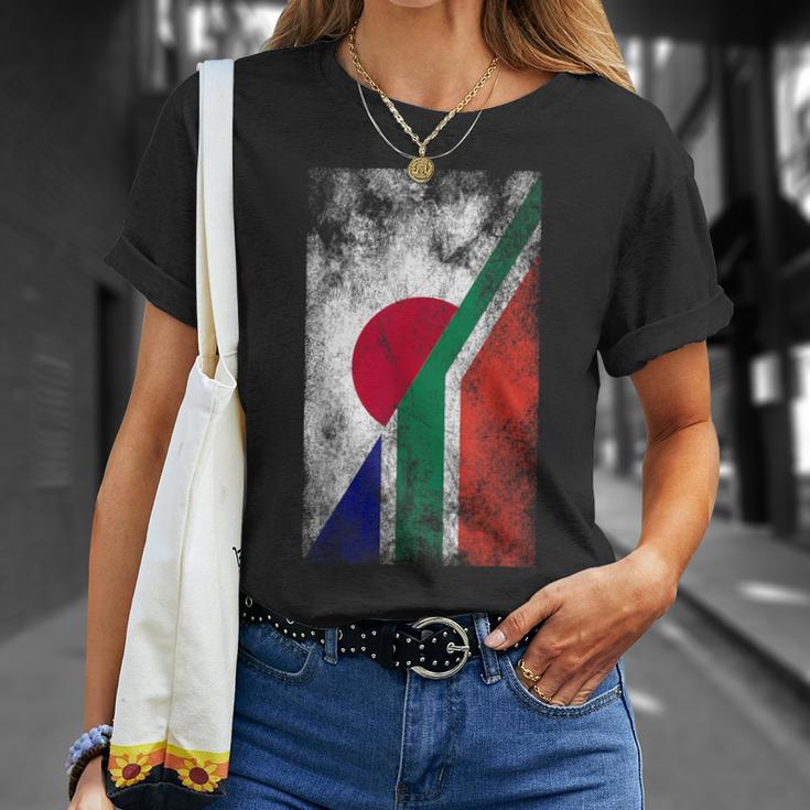 日本と南アフリカの国旗 日本の南アフリカ共和国 Tシャツ 彼女への贈り物