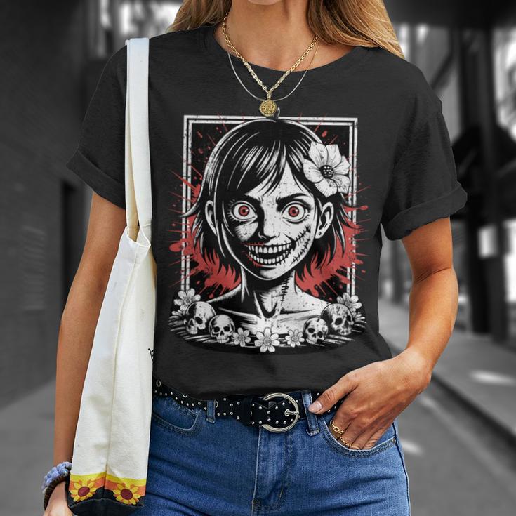 日本のゴス 不気味なエモ Y2k 日本ホラー アニメ 漫画 長袖tシャツ Tシャツ 彼女への贈り物