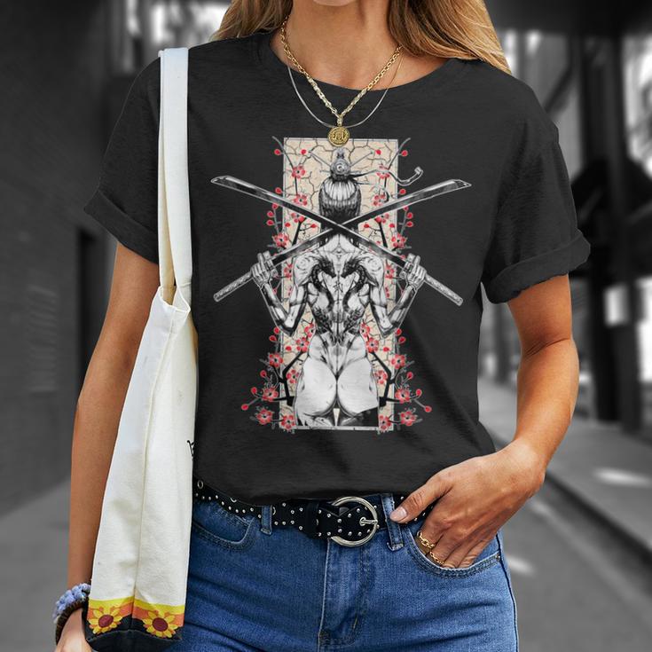 日本のサムライガールとヴィンテージさくら桜ギフト Tシャツ 彼女への贈り物