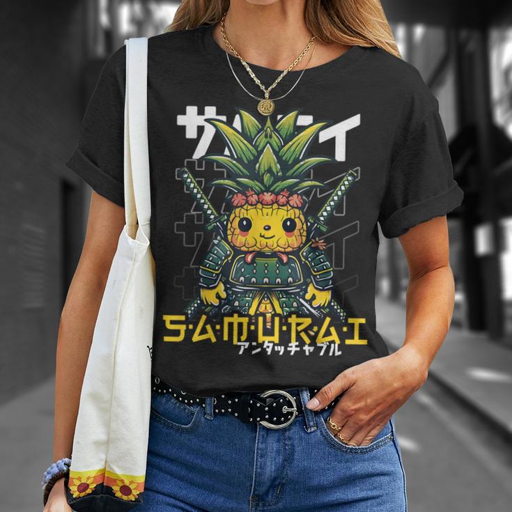 日本の侍 パイナップル戦士 浮世先生サムライ Tシャツ 彼女への贈り物