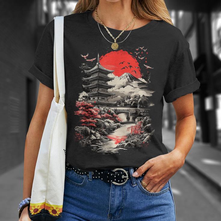 日本塔 富士山 桜 風景 ヴィンテージ Tシャツ 彼女への贈り物