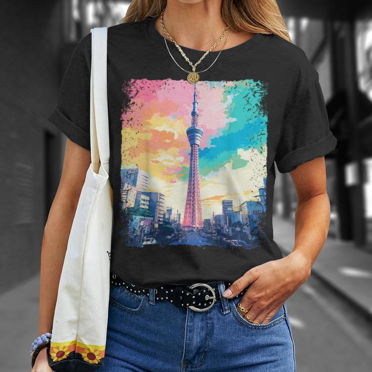 東京スカイツリージャパンaporwave エステ 日本観光 Tシャツ 彼女への贈り物