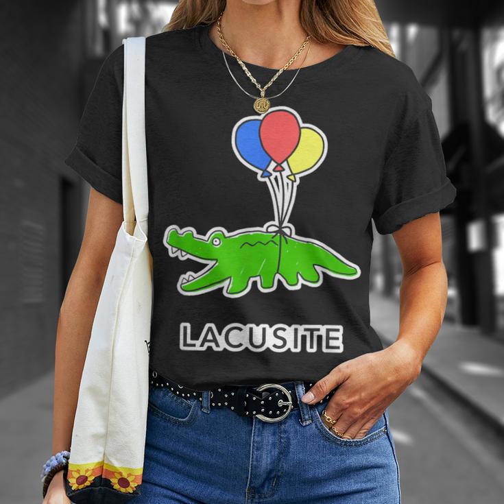 楽して行こうワニ（Lacusite）落書きワニ 風船【変なデザイン屋さん】ブランド パロディ 面白い Tシャツ 彼女への贈り物