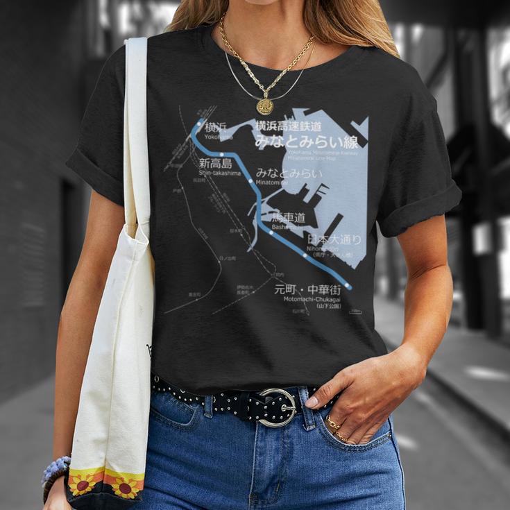 横浜みなとみらい日本鉄道 – お土産ルートマップ Tシャツ 彼女への贈り物