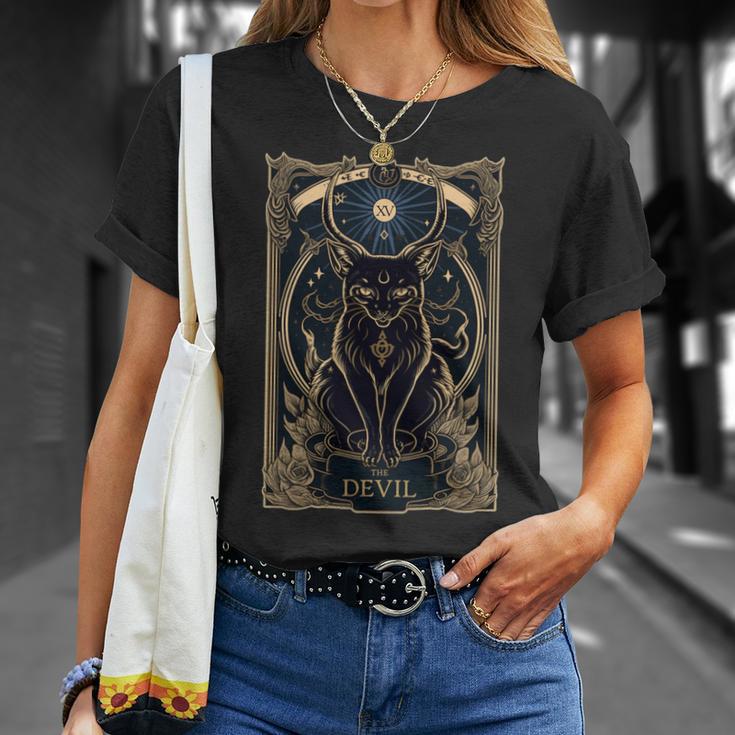 猫 タロットカード 悪魔 タロットカード 猫 長袖tシャツ Tシャツ 彼女への贈り物