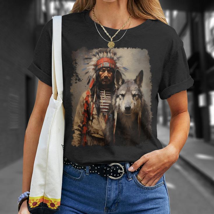 男と狼 長袖tシャツ Tシャツ 彼女への贈り物