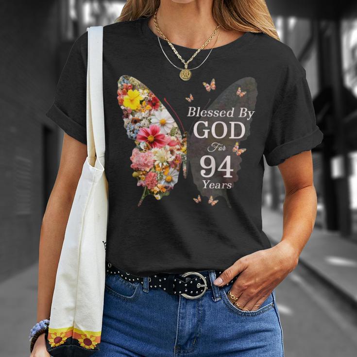 神に祝福され94年 蝶の花 94歳の誕生日 Tシャツ 彼女への贈り物