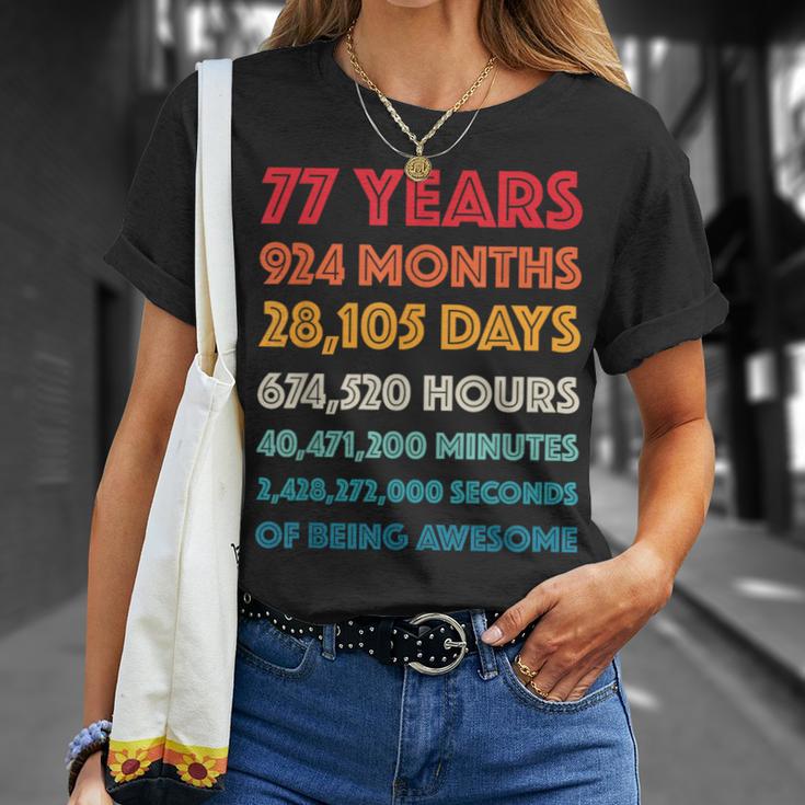 素晴らしい77歳の誕生日ギフト 面白いレトロ 77歳の誕生日 Tシャツ 彼女への贈り物