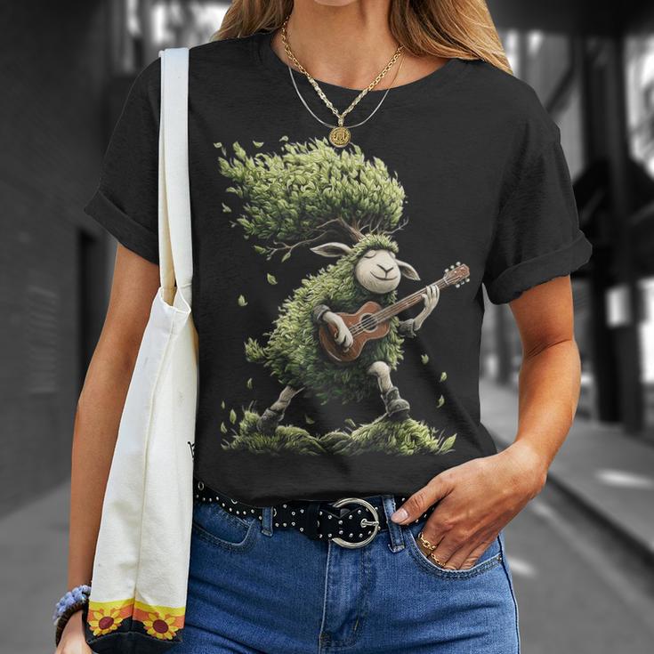 羊の木 ミュージシャン ギター グラフィック 動物 モチーフ 羊 Tシャツ 彼女への贈り物