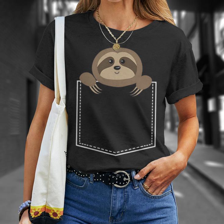 胸ポケット – フェイクポケットアニマルナマケモノ Tシャツ 彼女への贈り物