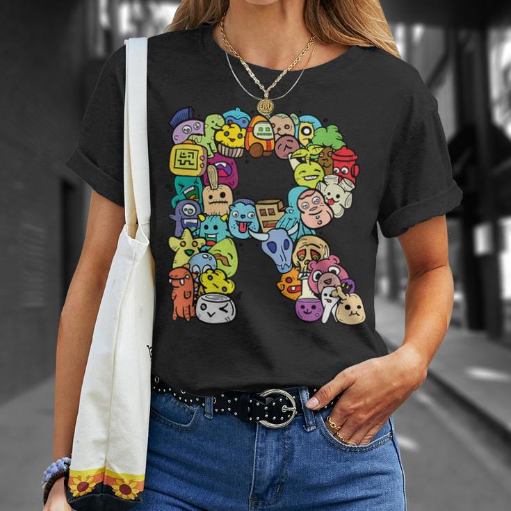 英文字 R アルファベット R 名前 イニシャル モノグラム シャツ Tシャツ 彼女への贈り物