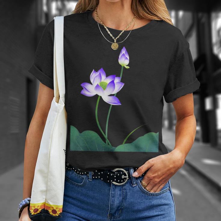 蓮の花シャツ 美しい紫蓮の花 Tシャツ 彼女への贈り物