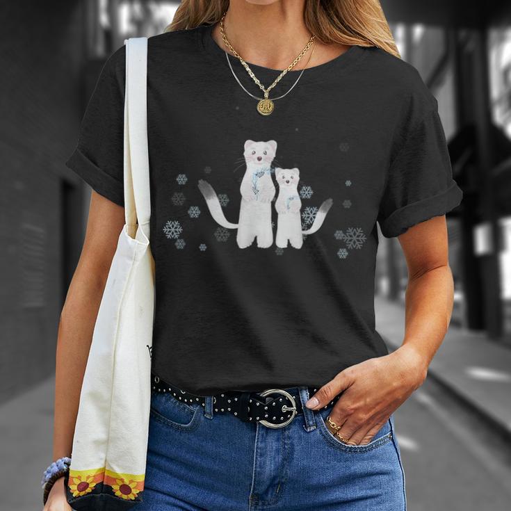 雪の妖精 オコジョの親子 Tシャツ 彼女への贈り物