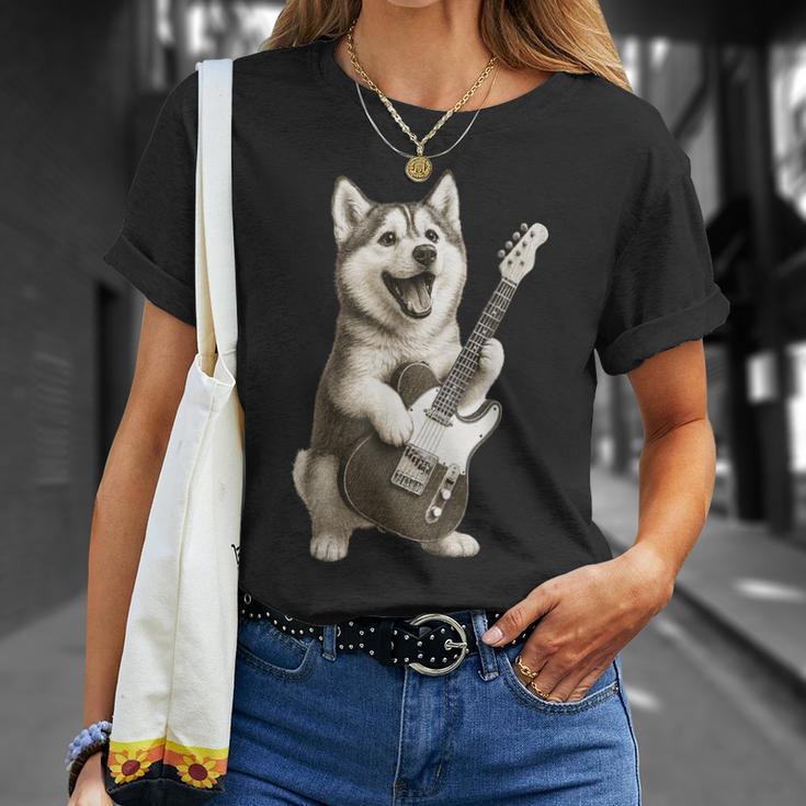 面白いtシャツ シベリアンハスキー 犬 ギター イヌ メンズ グッズ かわいい おもしろ 面白い 服 ネタ Tシャツ 彼女への贈り物