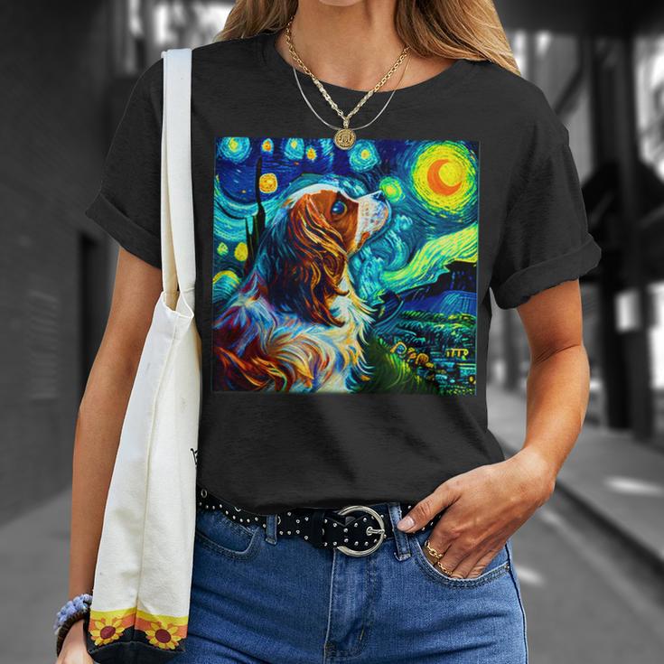 面白いtシャツ 犬 キャバリア ゴッホ 星月夜 わんこ メンズ おもしろ グッズ 服 かわいい Tシャツ 彼女への贈り物