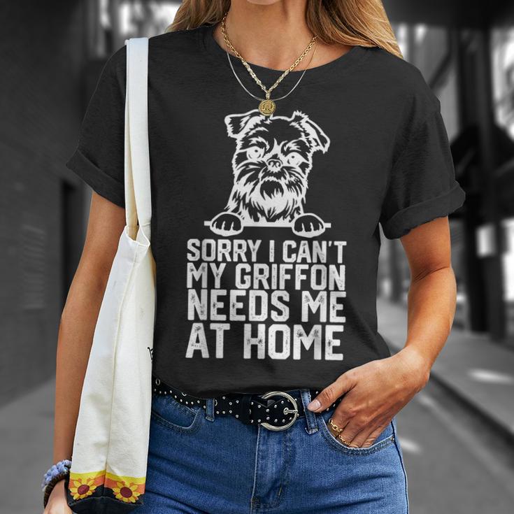 面白い、ごめんなさい、できないのです、ブリュッセル・グリフォンが家で私を必要としています Tシャツ 彼女への贈り物
