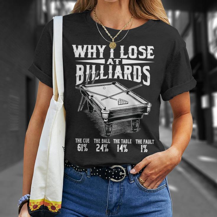 面白いビリヤード スヌーカーで負ける理由 ビリヤード プールプレーヤー Tシャツ 彼女への贈り物