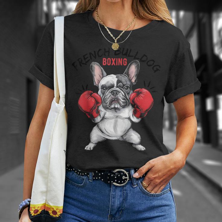 面白いフレンチブルドッグ ボクシング愛好家 ペット 犬 ボクシンググローブ Tシャツ 彼女への贈り物