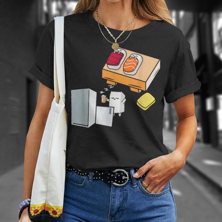 面白い寿司シャツ 日本の刺身 ビール冷蔵庫 Tシャツ 彼女への贈り物