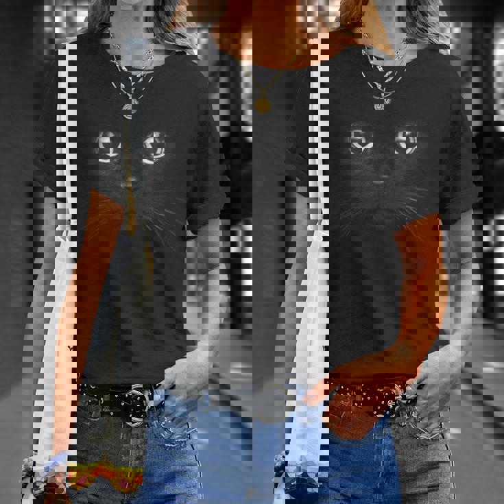 黒猫 顔 グラフィックデザイン 面白い猫 ハロウィンコスチューム Tシャツ 彼女への贈り物