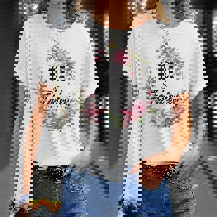 101歳＆ファビュラスフラワーパーティー 101歳の誕生日おめでとう 長袖tシャツ Tシャツ 彼女への贈り物