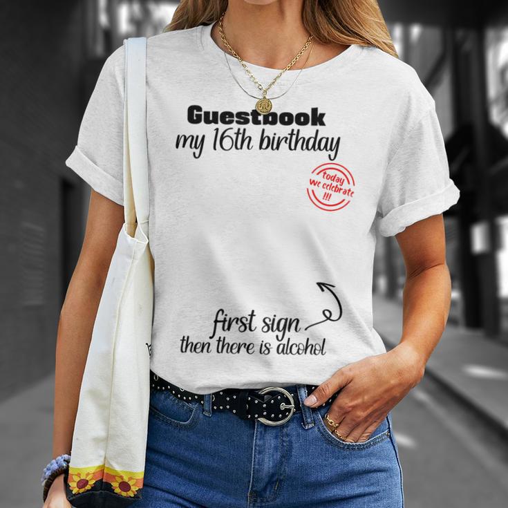 16th Birthday Boy Girl Guest Book Teenie Birthday T-Shirt Gifts for Her