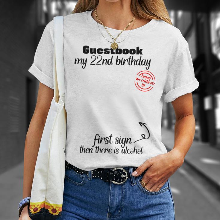 22nd Birthday Man Woman Guest Book Party Celebration Birthday T-Shirt Gifts for Her