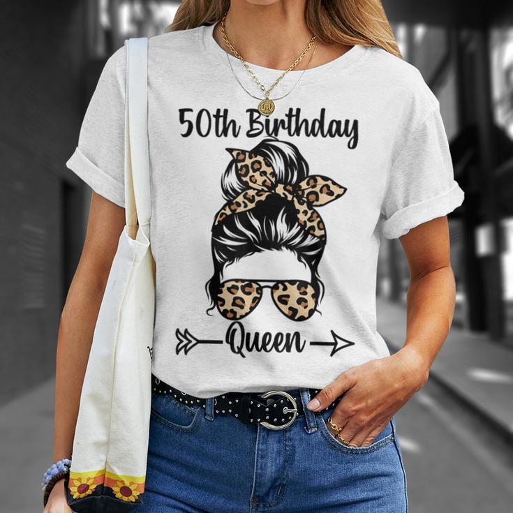 50歳の誕生日 クイーン Happy 50歳 散らかったパンヒョウ Tシャツ 彼女への贈り物