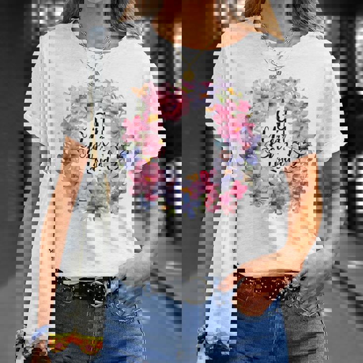 91 Years Loved 91歳の誕生日 フローラルリース ナインティワン Tシャツ 彼女への贈り物