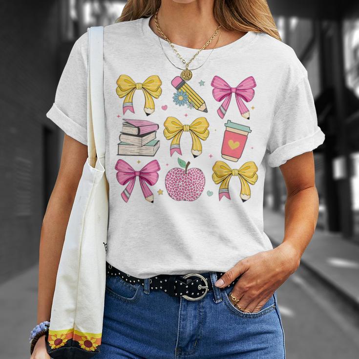 Apple Coquette Bow Books First Day Of School Back To School T-Shirt Gifts for Her