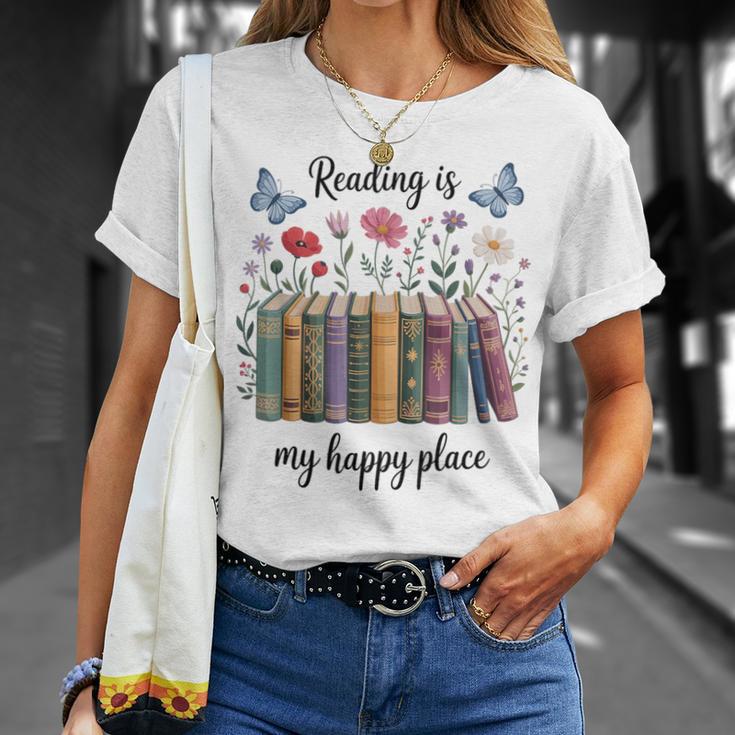 Book Lover Floral Reading Is My Happy Place T-Shirt Gifts for Her Book Lover Floral Reading Is My Happy Place T-Shirt Gifts for Her