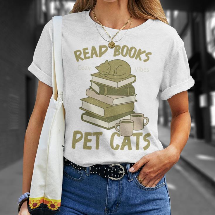 Book Lover Women Read Books Pet Cats Premium Tri-Blend T-Shirt Gifts for Her
