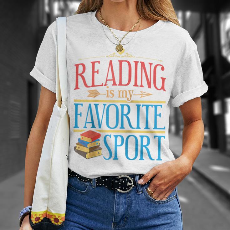 Book Reading Reading Is My Favorite Sport Raglan Baseball Tee T-Shirt Gifts for Her