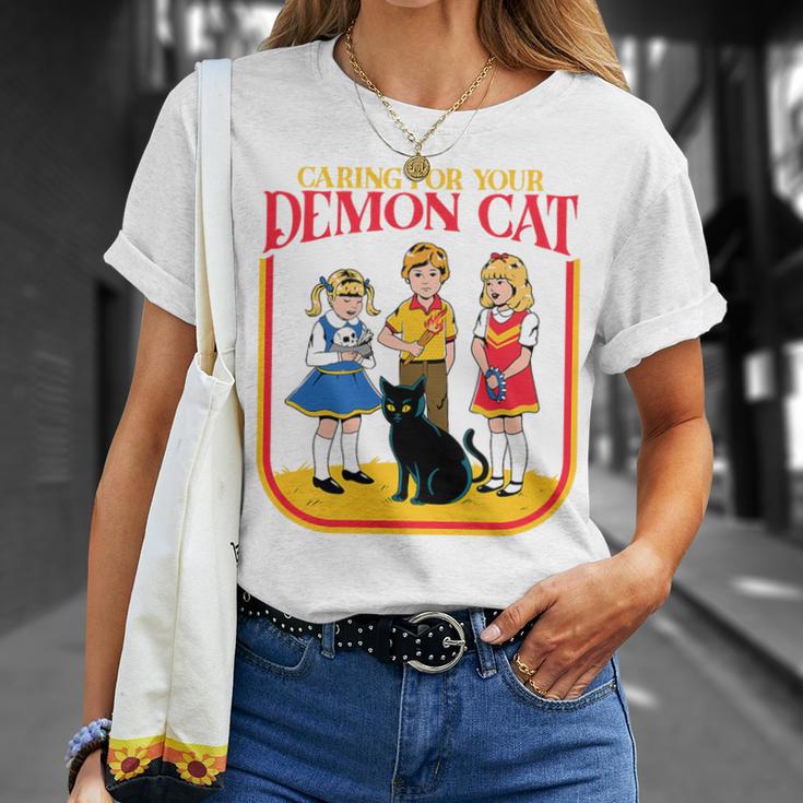 Caring For Your Evil Cat Retro Dark Humor Book Cover Premium Tri-Blend T-Shirt Gifts for Her