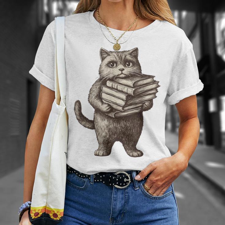 Cat Book Lover Reading Men Women Kids T-Shirt Gifts for Her
