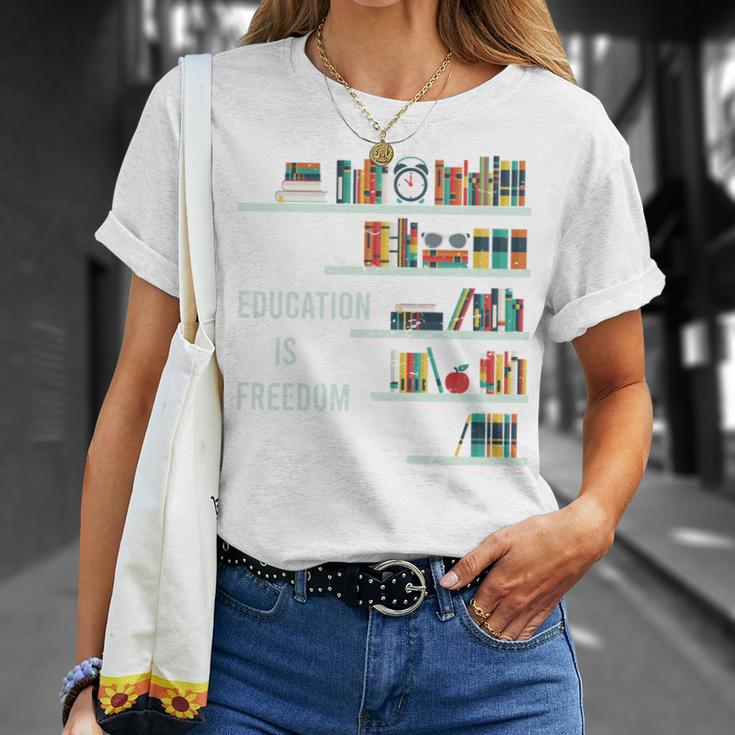 Cool Africa Education Is Freedom Library Book T-Shirt Gifts for Her