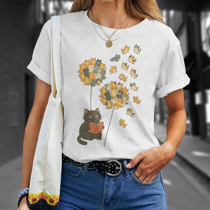 Cute Reading Cat With Kitten Dandelion Flowers Book Lover T-Shirt Gifts for Her Cute Reading Cat With Kitten Dandelion Flowers Book Lover T-Shirt Gifts for Her