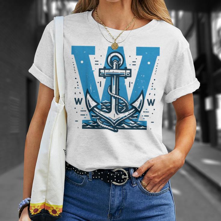 Divertidoelero Azul W Anchor Camiseta unisex Regalos para ella